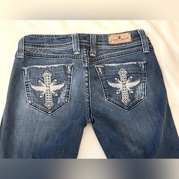 💎 Sang Real Bootcut Jeans - Size 28 - Embroidered Cross Pockets 💎 - Picture 1 of 11